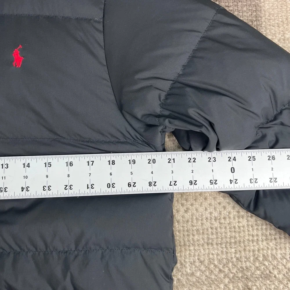 Polo Ralph‎ Lauren Kids L 14-16 Black Down Puffer Jacket Red Lining